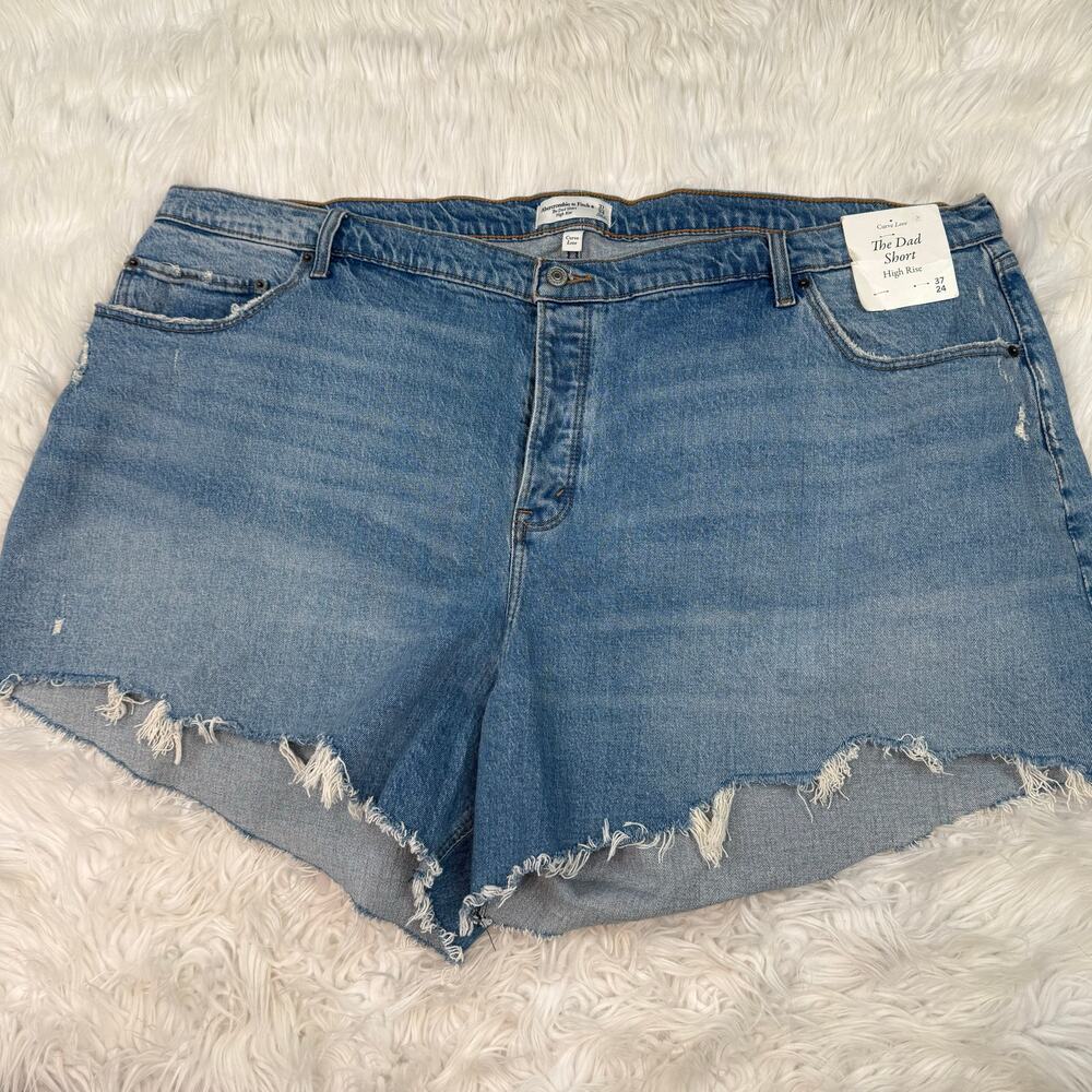 Abercrombie Curve Love Women's‎ The Dad Short Plus Size 24 Blue NWT